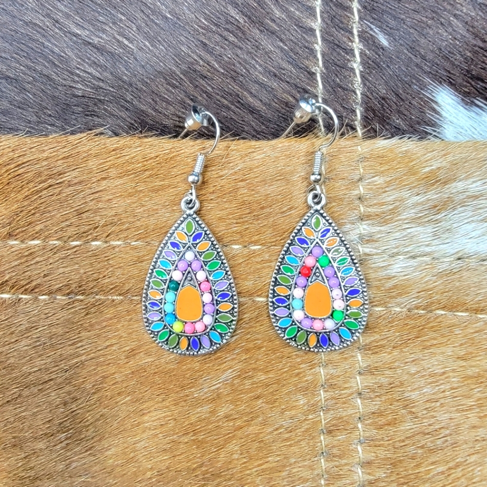 Cute Multi Colored Teardrop Earrings